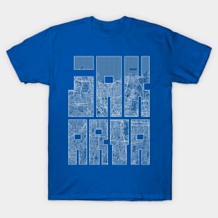 Jakarta, Indonesia City Map Typography - Blueprint T-Shirt